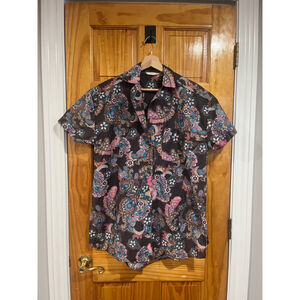 We The Free Free People Poolside Boyfriend Paisley Button Down Shirt Size XS